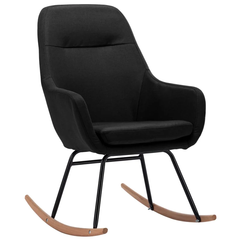 Fauteuil à bascule d'allaitement rembourré relax pour salon en tissu noir DEC029052