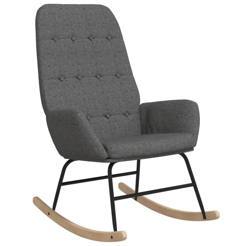 Fauteuil à bascule d'allaitement rembourré relax pour salon en tissu gris clair DEC028958