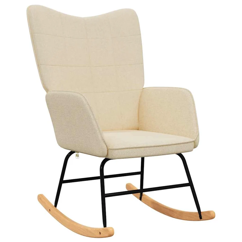 Fauteuil à bascule d'allaitement rembourré relax pour salon en tissu crème DEC028913