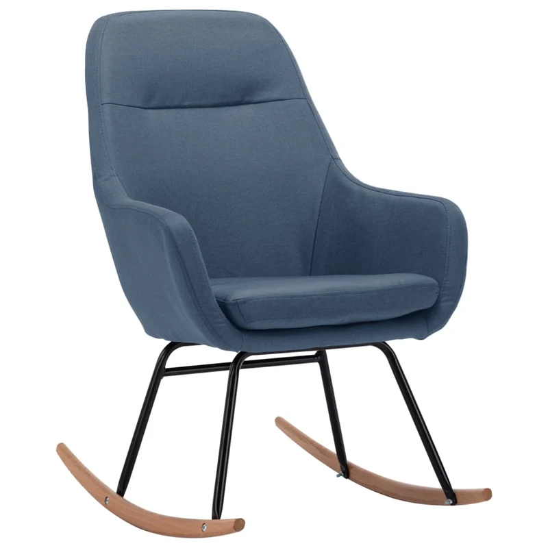 Fauteuil à bascule d'allaitement rembourré relax pour salon en tissu bleu DEC028897