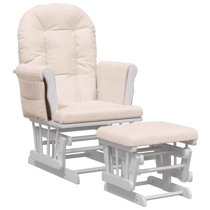 Fauteuil de relaxation chaise berçante d'allaitement avec repose-pieds tissu rose clair DEC028748