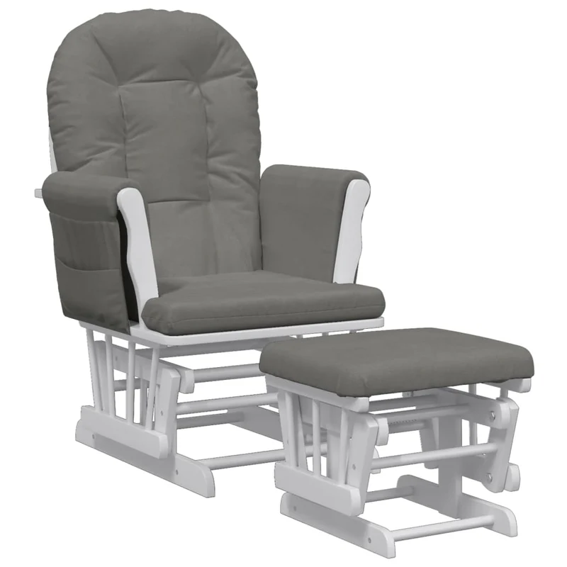 Fauteuil de relaxation chaise berçante d'allaitement avec repose-pieds et tissu gris foncé DEC028742