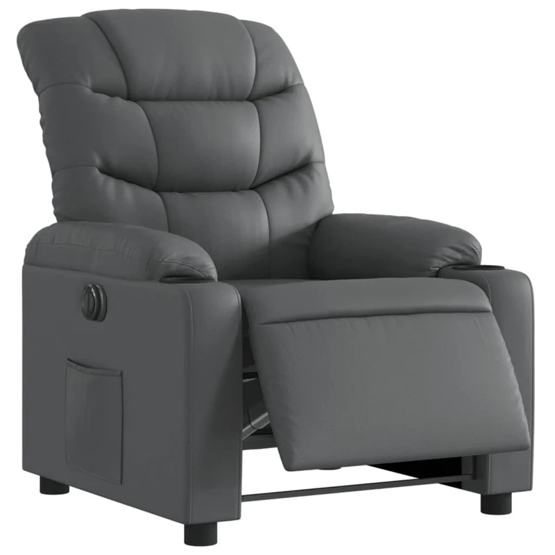 Fauteuil relax TV fonction inclinaison électrique très confortable en PVC gris DEC028392