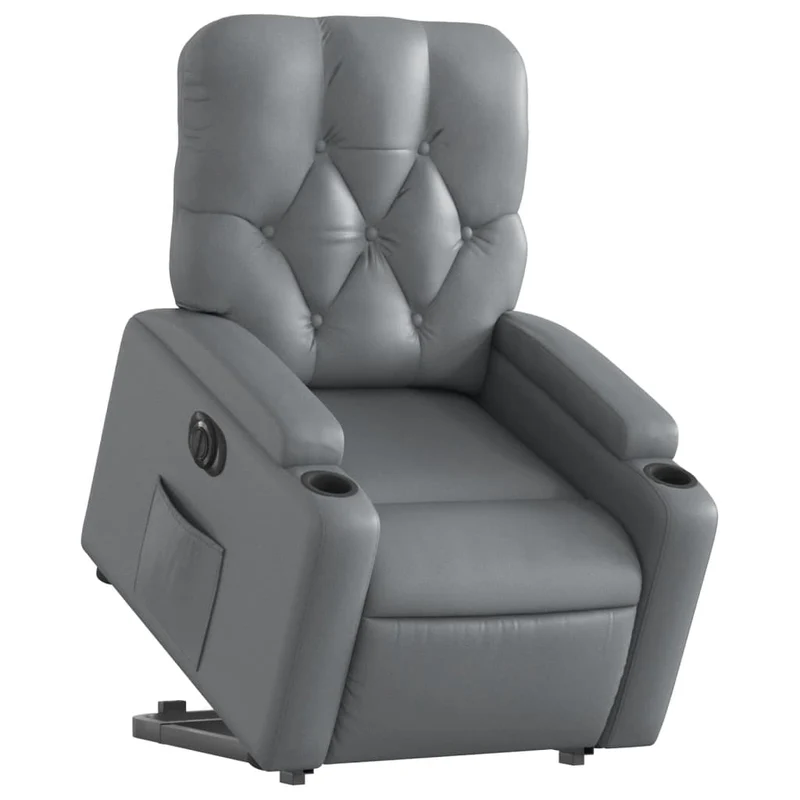 Fauteuil relax TV fonction de levage électrique très confortable en PVC gris DEC028377