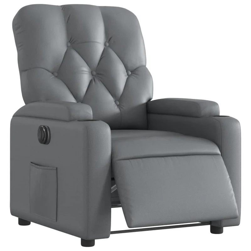 Fauteuil relax TV fonction d'inclinaison électrique très confortable en PVC gris DEC028373