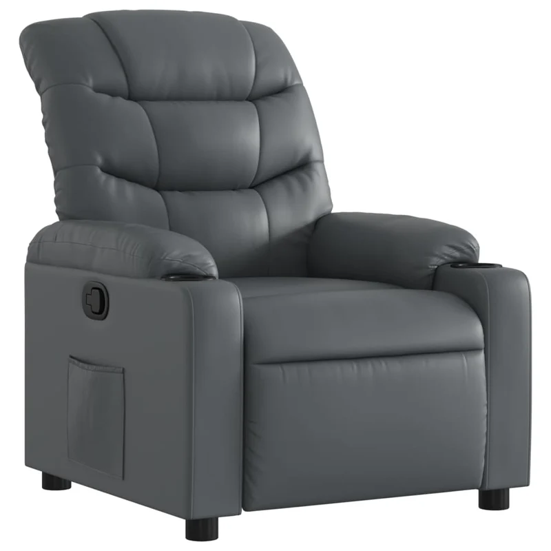 Fauteuil relax TV rembourrage confortable inclinaison manuelle en PVC gris DEC027985