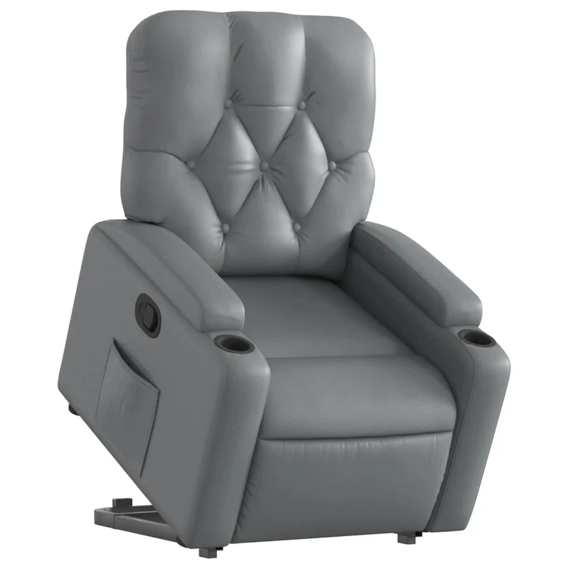Fauteuil relax TV rembourrage confortable fonction de levage électrique en PVC gris DEC027970
