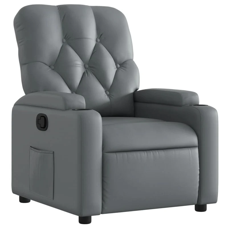 Fauteuil relax TV rembourrage confortable fonction d'inclinaison manuelle en PVC gris DEC027968