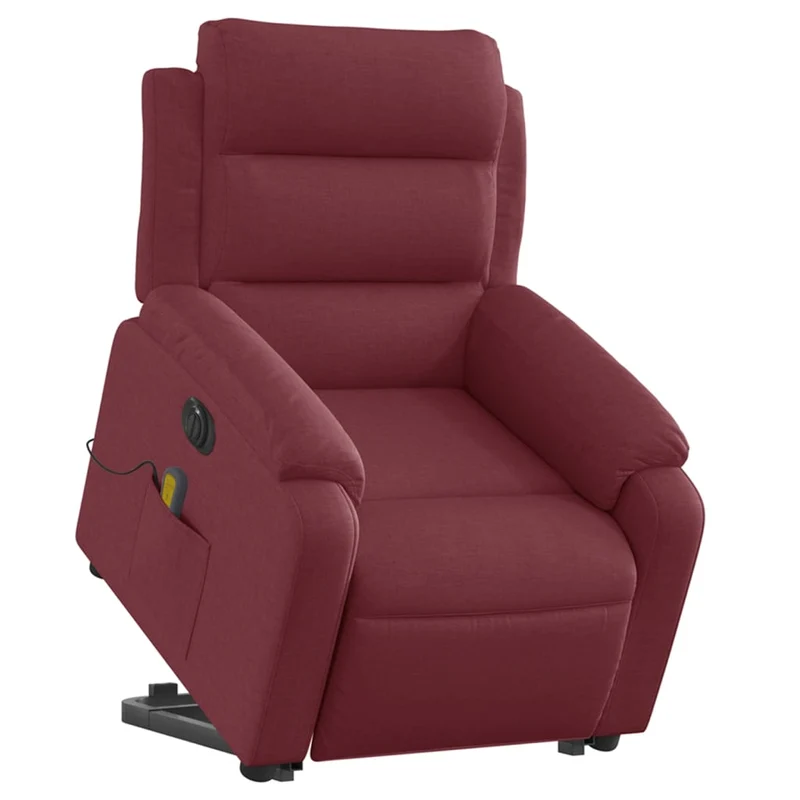 Fauteuil de relaxation fonction massage et inclinable levage électrique en tissu rouge bordeaux DEC027847