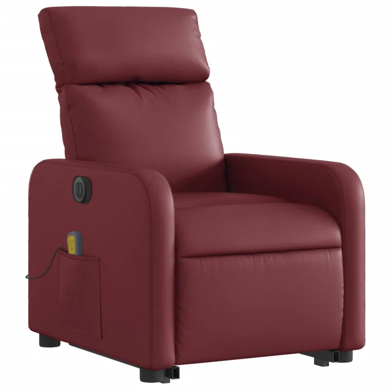 Fauteuil de relaxation fonction massage et inclinable levage électrique en PVC rouge bordeaux DEC027837