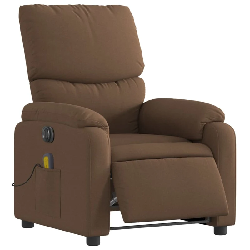 Fauteuil de relaxation fonction massage et inclinable inclinaison électrique en tissu marron DEC027788
