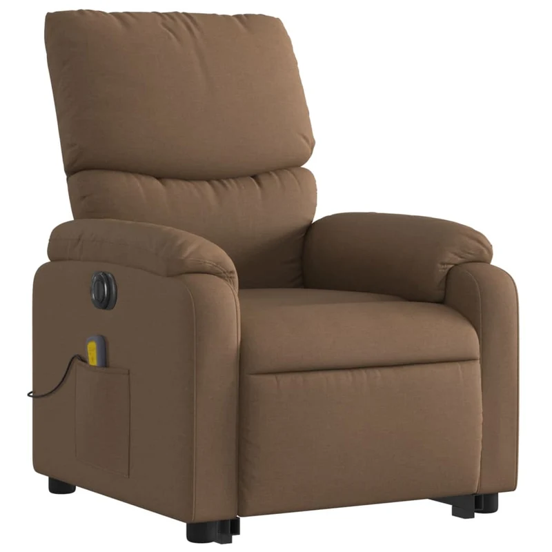 Fauteuil de relaxation fonction massage et inclinable levage électrique en tissu marron DEC027784