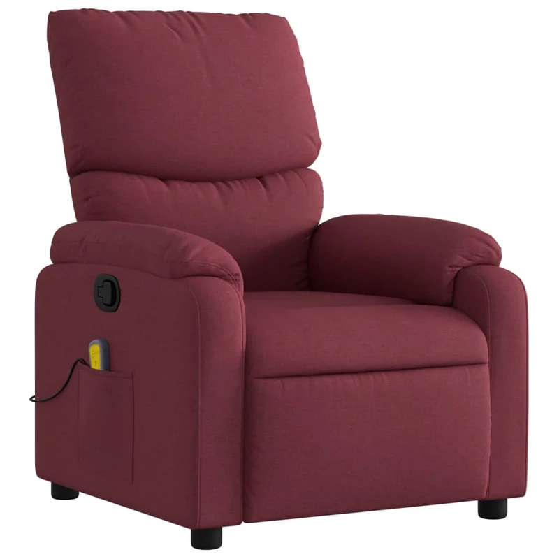 Fauteuil de relaxation TV fonction massage inclinable inclinaison manuelle en tissu rouge bordeaux DEC027090