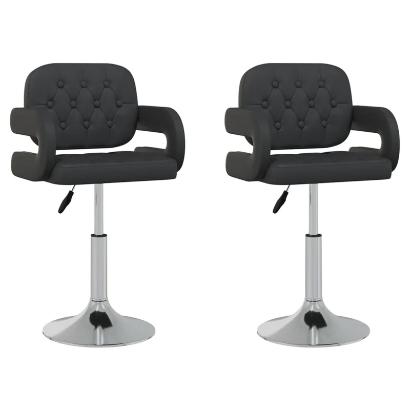 Set de 2 chaises de salle à manger siège pivotant hauteur réglable en PVC noir DEC025721