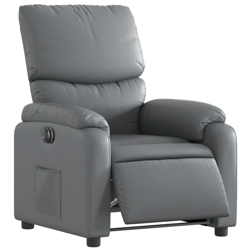 Fauteuil relax TV fonction d'inclinaison électrique très confortable en PVC gris DEC028385