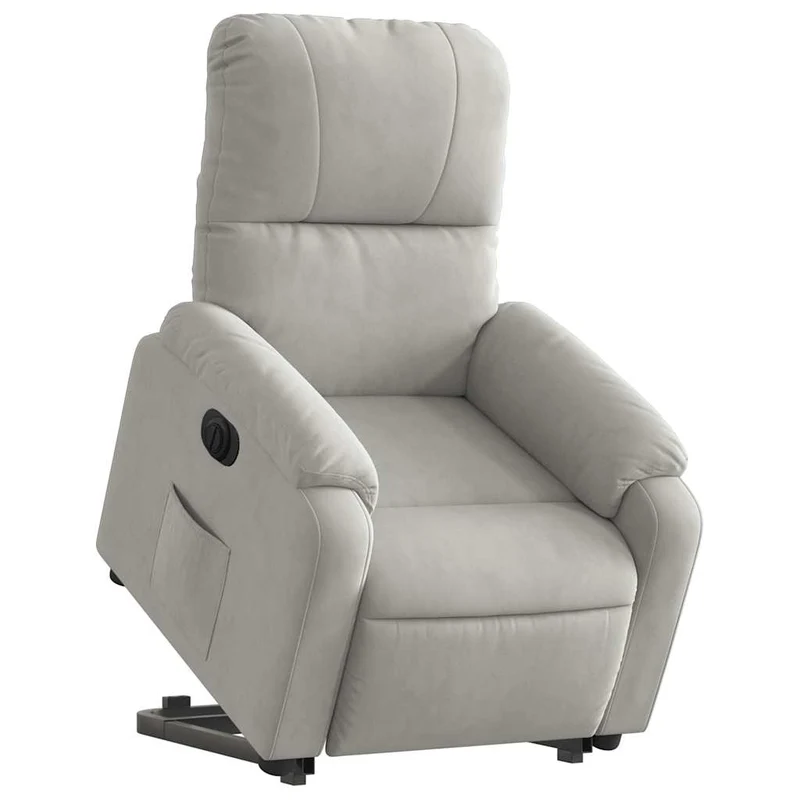 Fauteuil relax TV fonction de levage électrique très confortable en tissu microfibre gris DEC028330