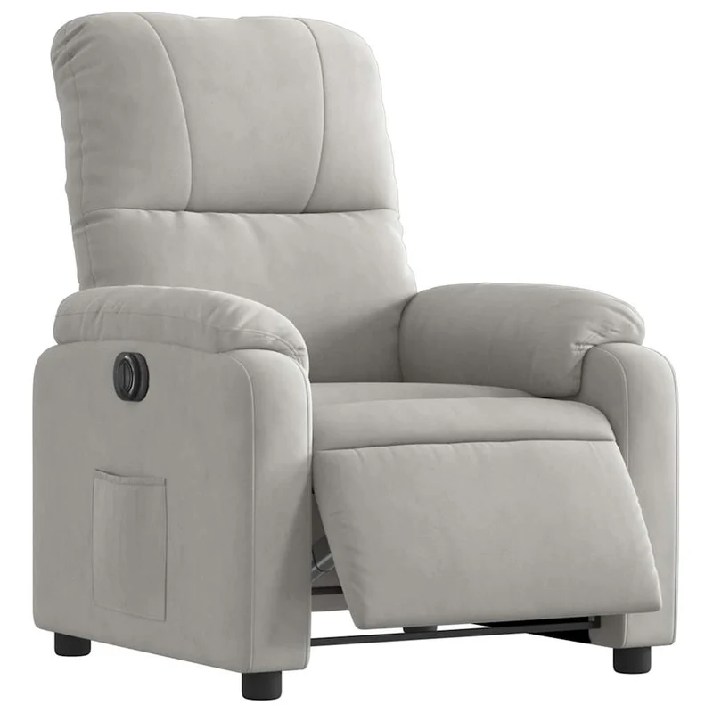 Fauteuil relax TV fonction d'inclinaison électrique très confortable en tissu microfibre gris DEC028329