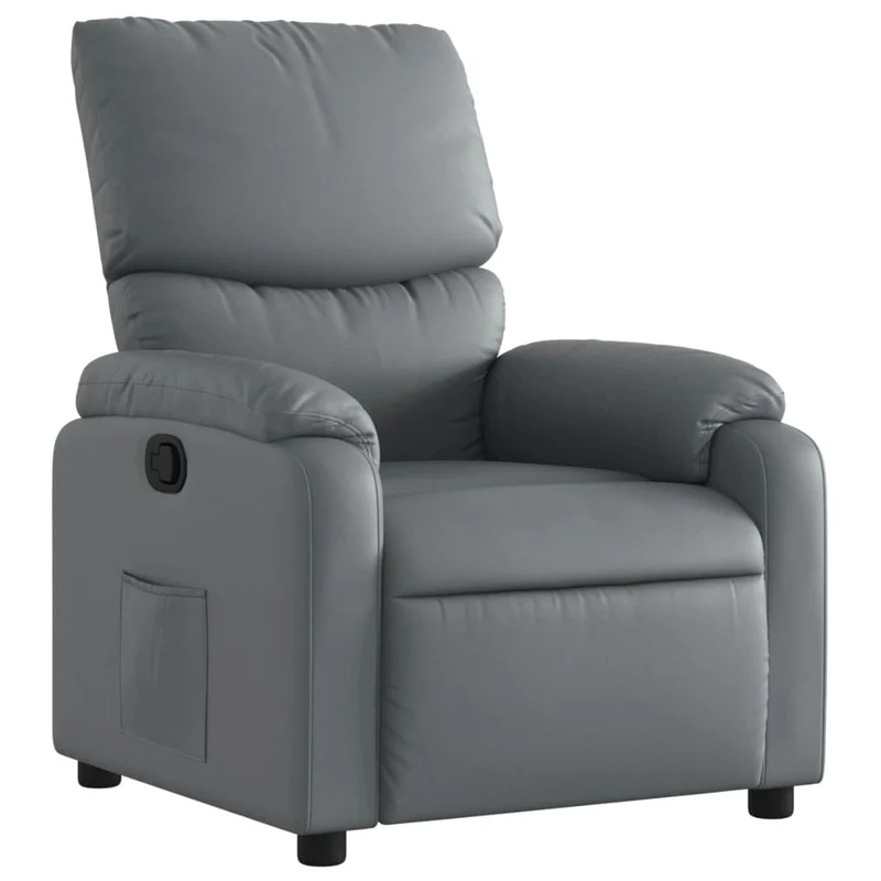 Fauteuil relax TV rembourrage confortable fonction d'inclinaison manuelle en PVC gris DEC027982