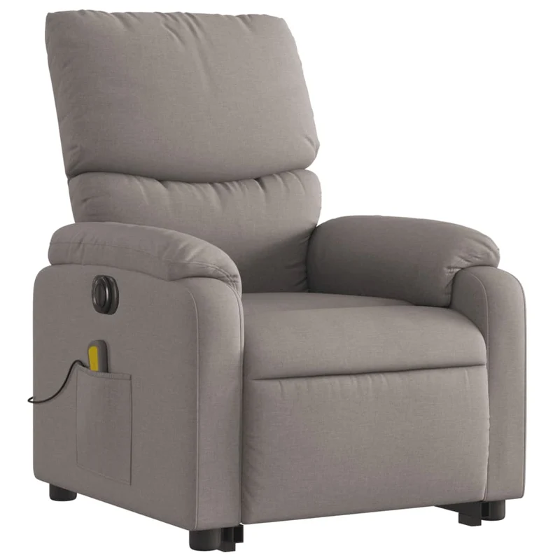 Fauteuil de relaxation fonction massage et inclinable levage électrique en tissu taupe DEC027866