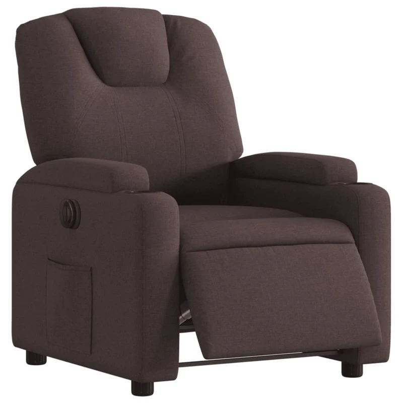 Fauteuil relax TV fonction d'inclinaison électrique très confortable en tissu marron foncé DEC028399