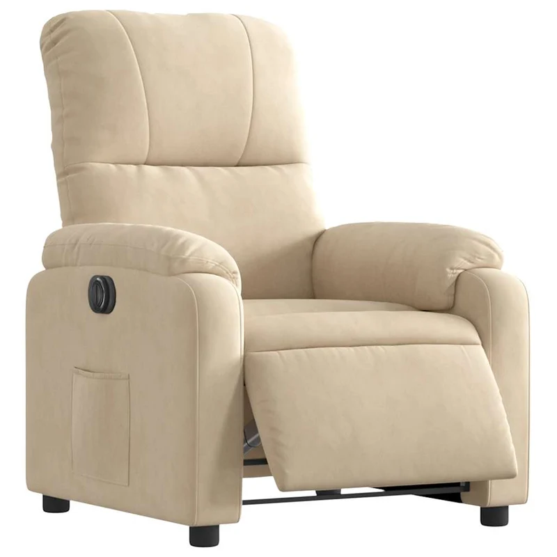 Fauteuil relax TV fonction d'inclinaison électrique très confortable en tissu microfibre crème DEC028295