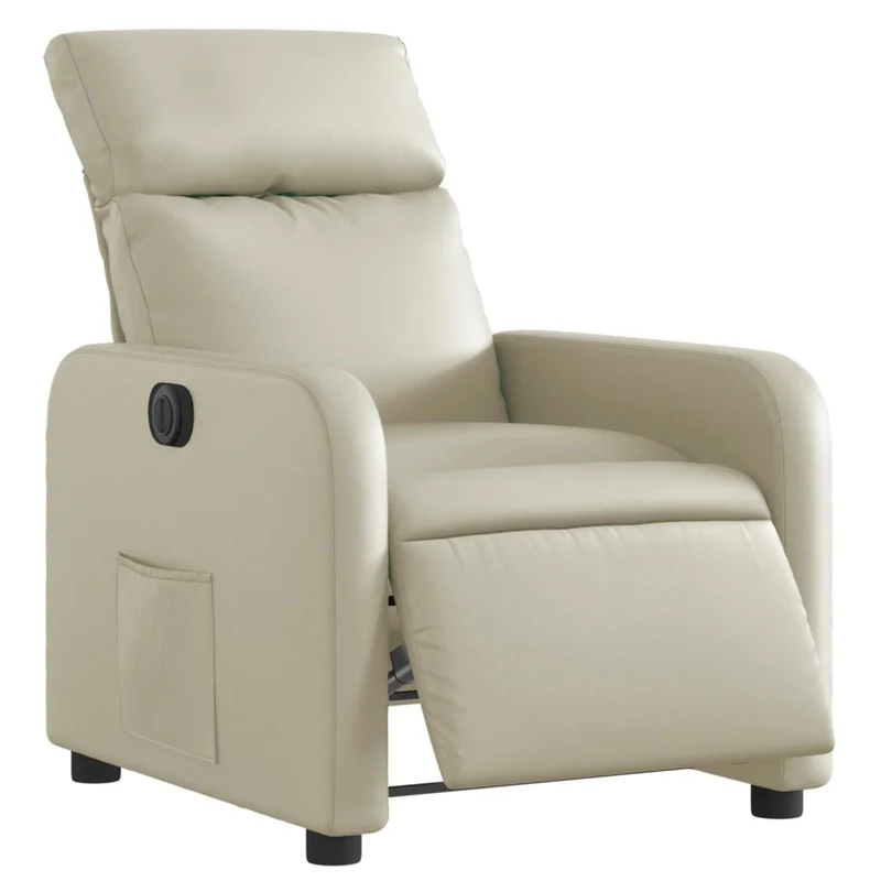 Fauteuil relax TV fonction d'inclinaison électrique très confortable en PVC crème DEC028266