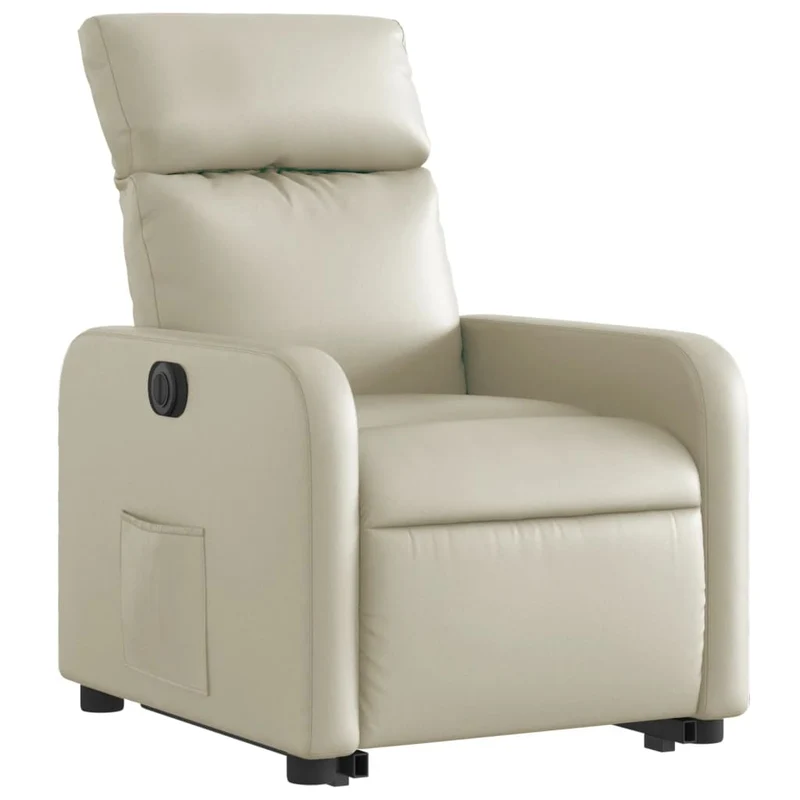 Fauteuil relax TV fonction de levage électrique très confortable en PVC crème DEC028260