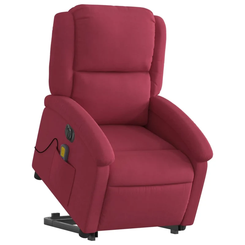 Fauteuil de relaxation fonction massage et inclinable levage électrique en velours rouge bordeaux DEC027834