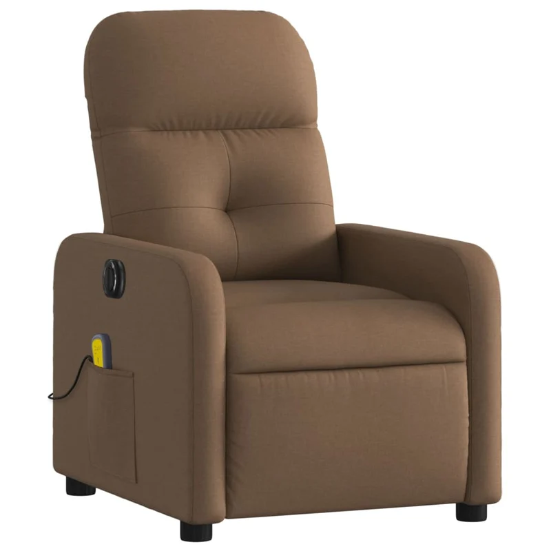 Fauteuil de relaxation fonction massage et inclinable en tissu marron tissu DEC027786