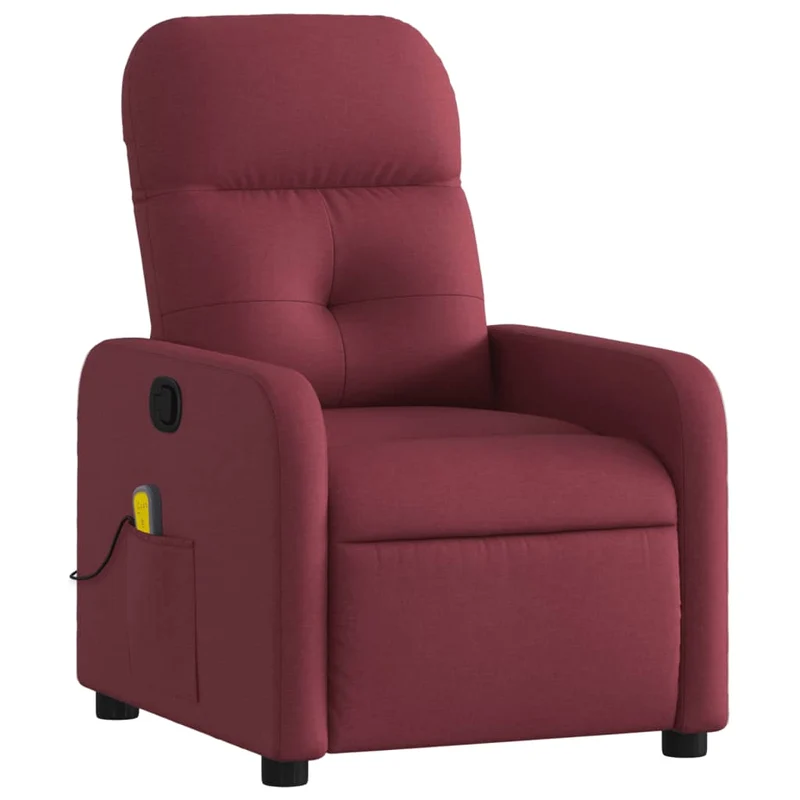 Fauteuil de relaxation TV fonction massage inclinable rouge bordeau x tissu rouge DEC027088