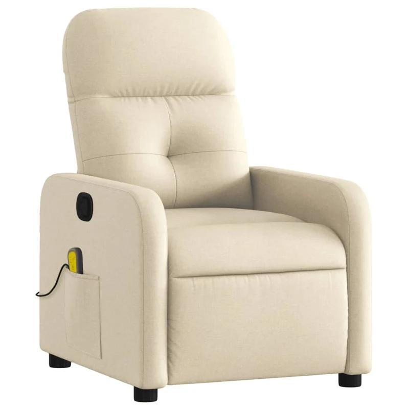 Fauteuil de relaxation TV fonction massage inclinable en tissu crème DEC026887