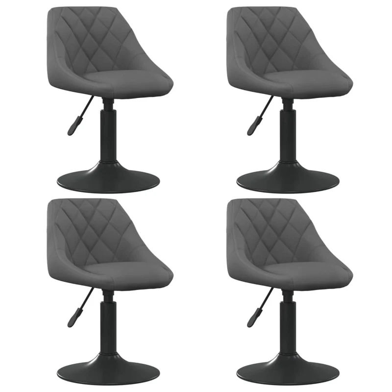 Lot de 4 chaises de salle à manger siège pivotant hauteur réglable en velours gris foncé et acier noir DEC025363