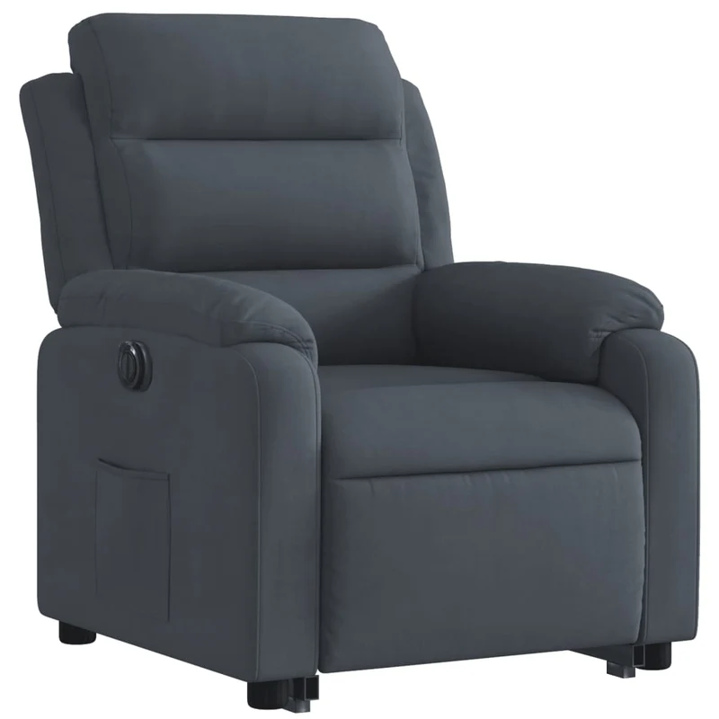 Fauteuil relax TV fonction de levage électrique très confortable en velours gris foncé DEC028372