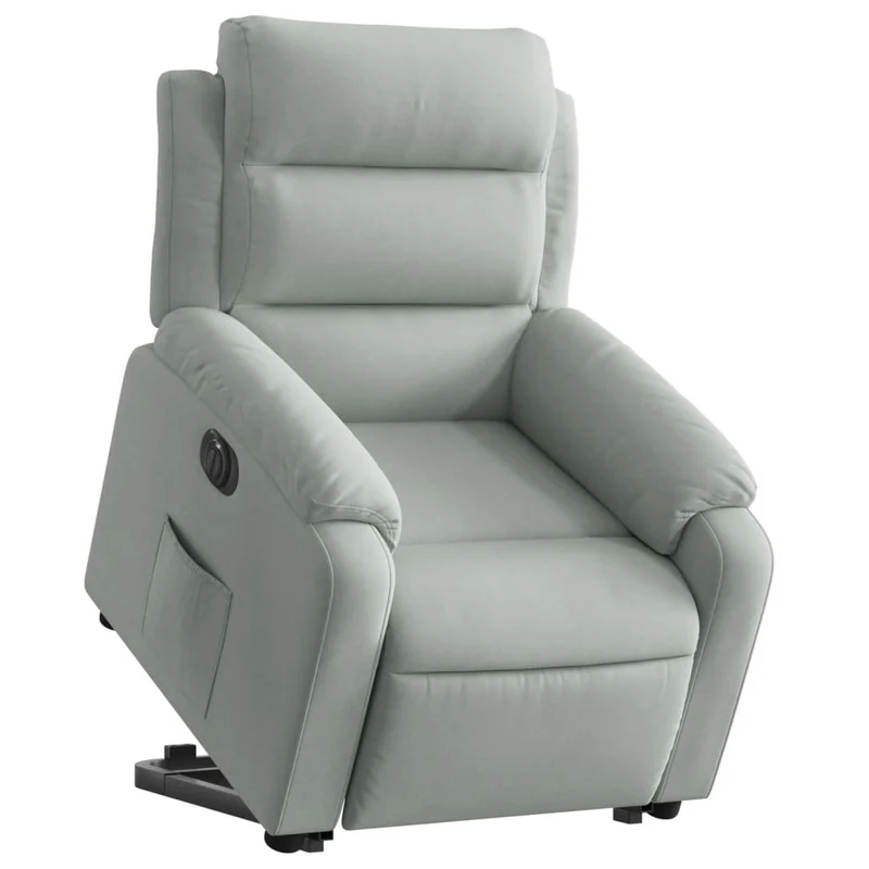Fauteuil relax TV fonction de levage électrique très confortable en velours gris clair DEC028334