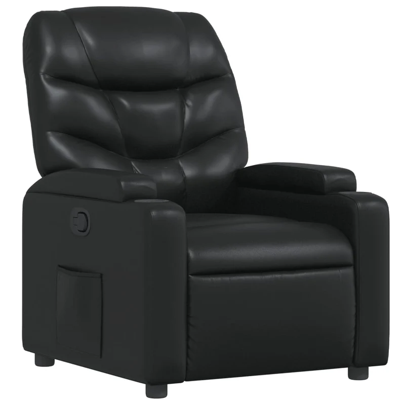 Fauteuil relax TV rembourrage confortable fonction d'inclinaison manuelle en PVC noir DEC028086
