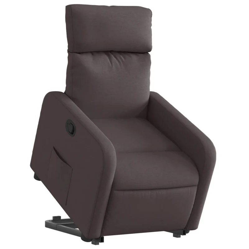 Fauteuil relax TV rembourrage confortable fonction de levage électrique en tissu marron foncé DEC028006