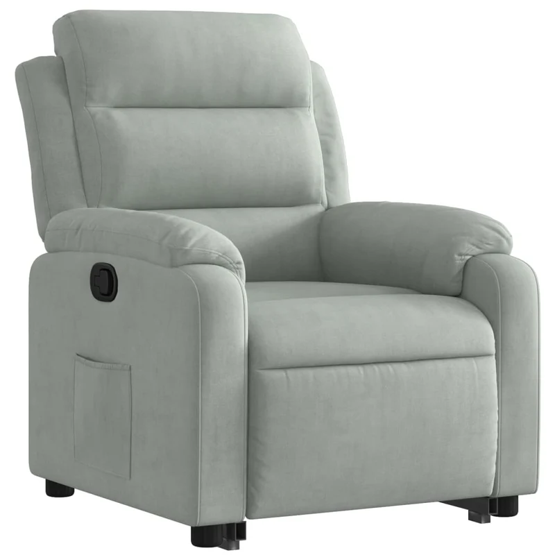 Fauteuil relax TV rembourrage confortable fonction de levage électrique en velours gris clair DEC027921