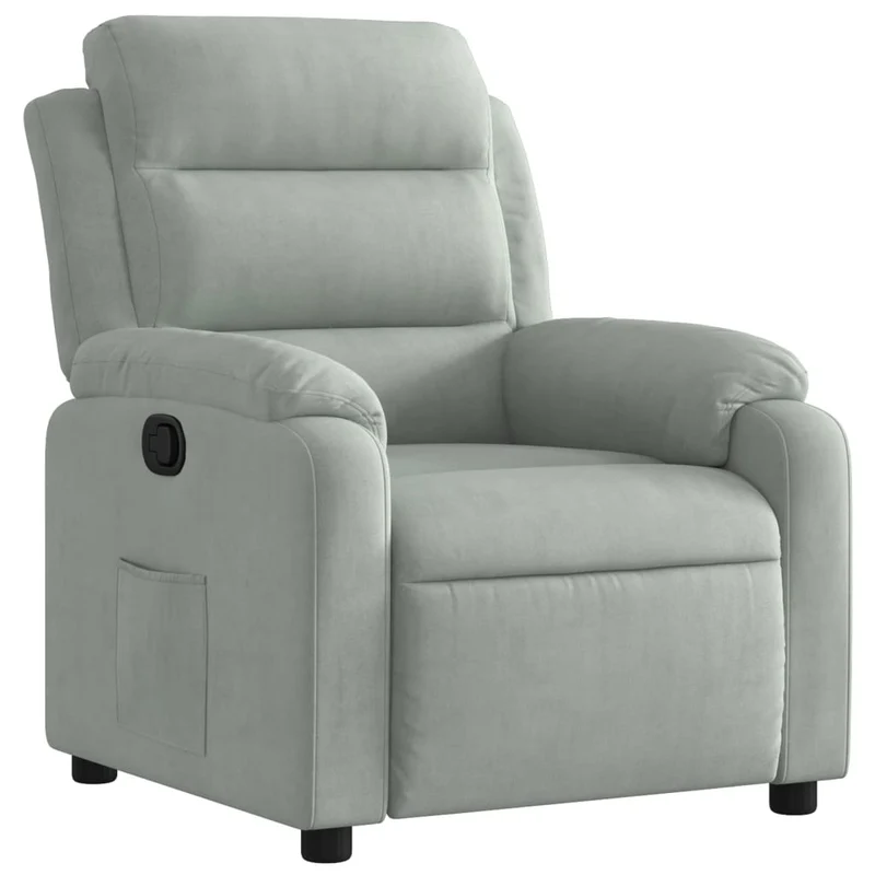 Fauteuil relax TV rembourrage confortable fonction d'inclinaison manuelle en velours gris clair DEC027919