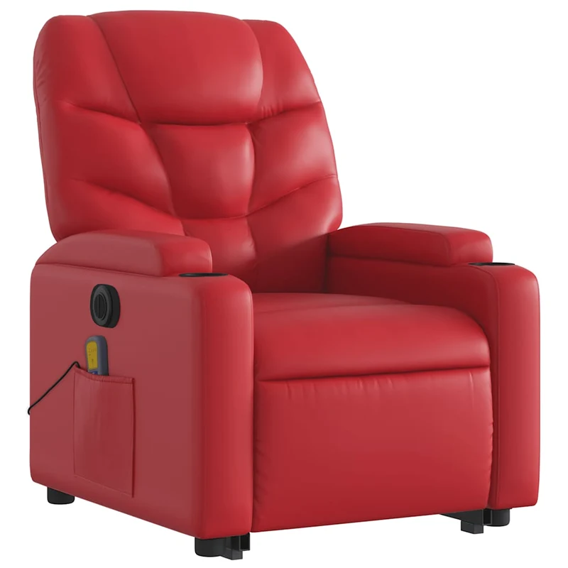 Fauteuil de relaxation fonction massage et inclinable fonction de levage électrique en PVC rouge DEC027854