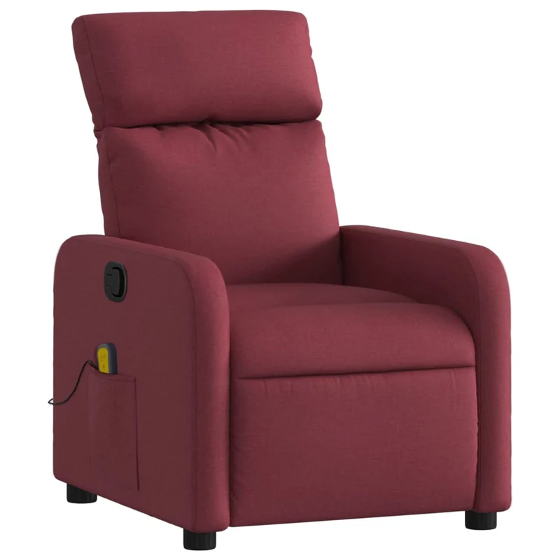 Fauteuil de relaxation TV fonction massage inclinable en tissu rouge bordeaux DEC027094