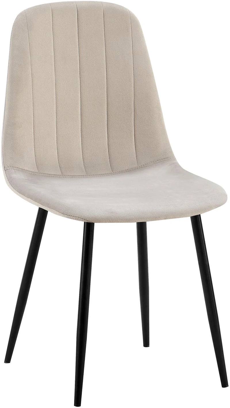 Chaise de salle à manger x1 design moderne coutures verticales velours gris et pieds en métal noir 10_0001984