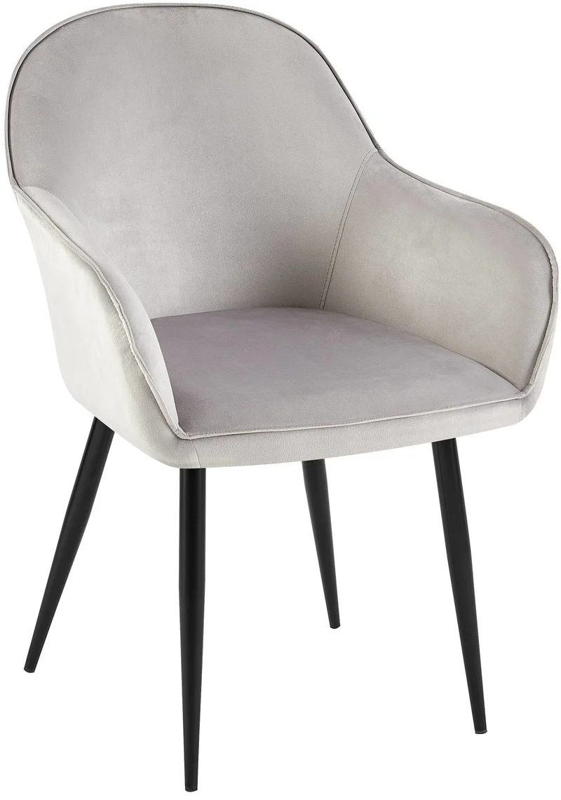 Chaise de salle à manger x1 moderne et confortable en velours gris et pieds en métal noir 10_0001997