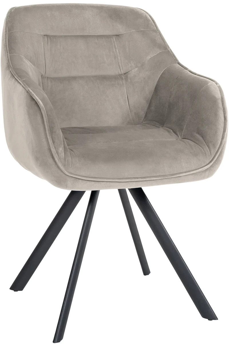 Chaise de salle à manger x1 design moderne confortable en velours gris piétement stable à quatre pieds en métal 10_0002337