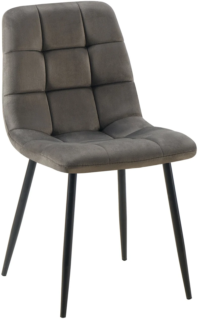 Chaise de salle à manger x1 coutures forme carrées en velours anthracite pieds en métal noir 10_0001969