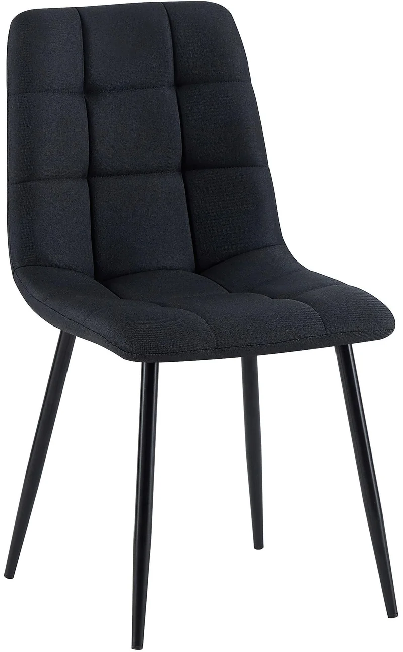 Chaise de salle à manger x1 coutures forme carrées en tissu noir pieds en métal noir 10_0001971