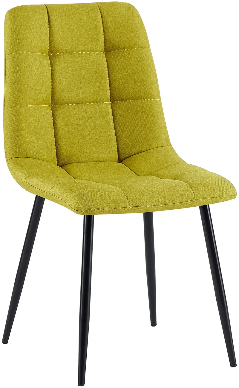 Chaise de salle à manger x1 coutures forme carrées en tissu vert pieds en métal noir 10_0001977