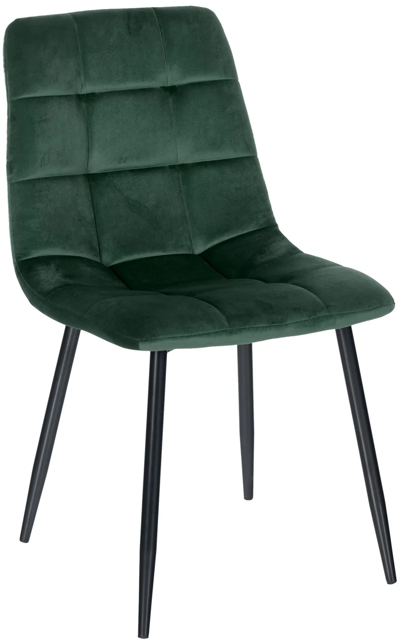 Chaise de salle à manger x1 coutures forme carrées en velours vert pieds en métal noir 10_0001965