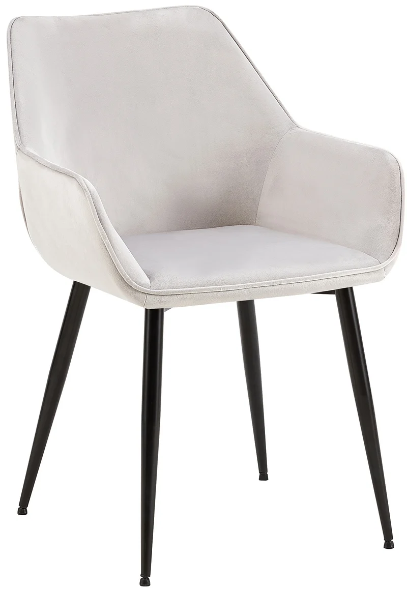 Chaise de salle à manger bureau salle d'attente x1 en tissu velours gris clair et métal noir 10_0002149