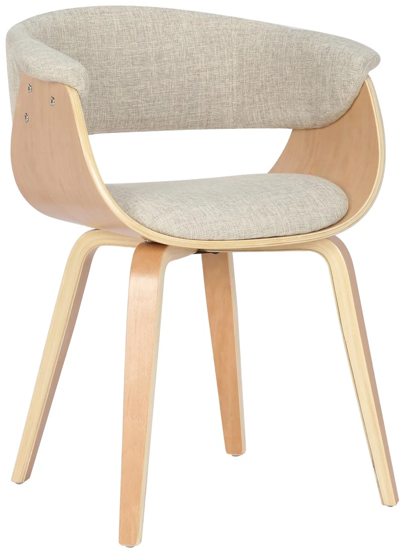 Chaise de bureau salle à manger style scandinave avec revêtement en tissu crème cadre en bois clair 10_0002195