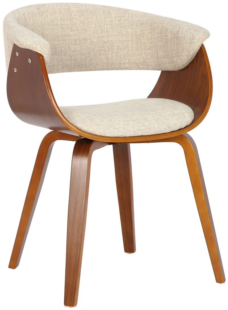 Chaise de bureau salle à manger style scandinave avec revêtement en tissu crème cadre en bois couleur noyer 10_0002197